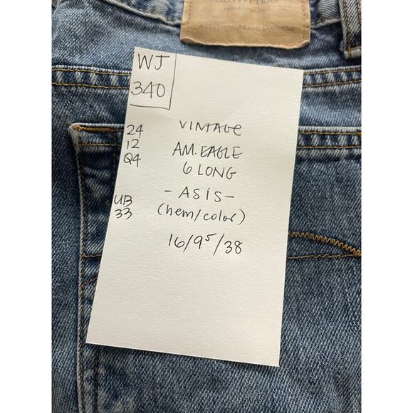 Vintage Y2K American Eagle Flare Jeans 6 Long Boho Crochet Hem - Picture 3 of 9